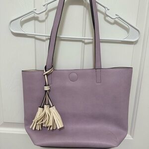 Lilac‎ Tote Bag 2 in 1 with Tassel Accent - Women's Shoulder Bag